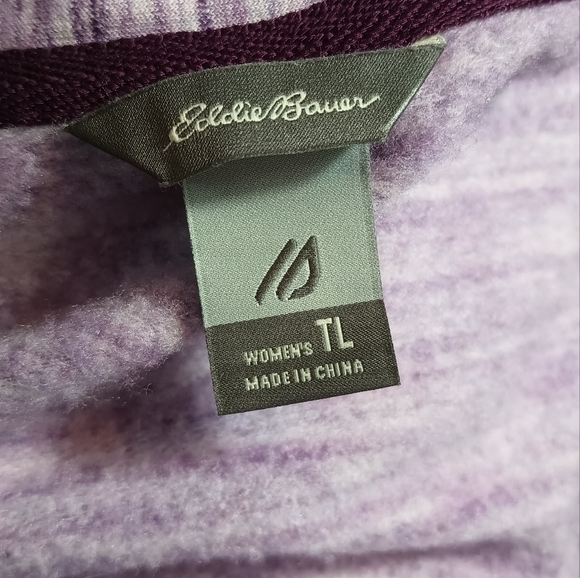 Eddie Bauer Top,  TL Fleece Lined Open Pocket Cardigan Sweater Purple - Picture 3 of 5